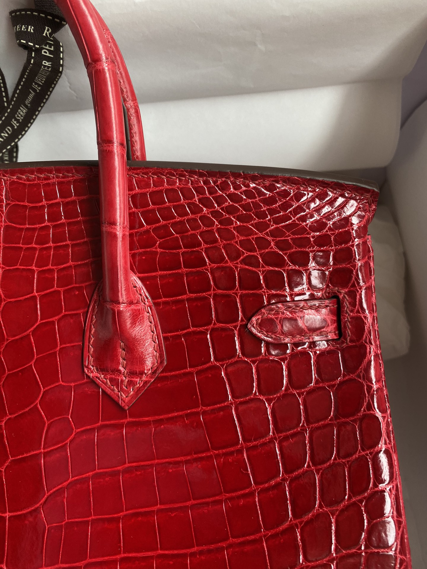 Hermes Birkin 25CM Handmade Bag In Red Crocodile Niloticus Shiny Skin